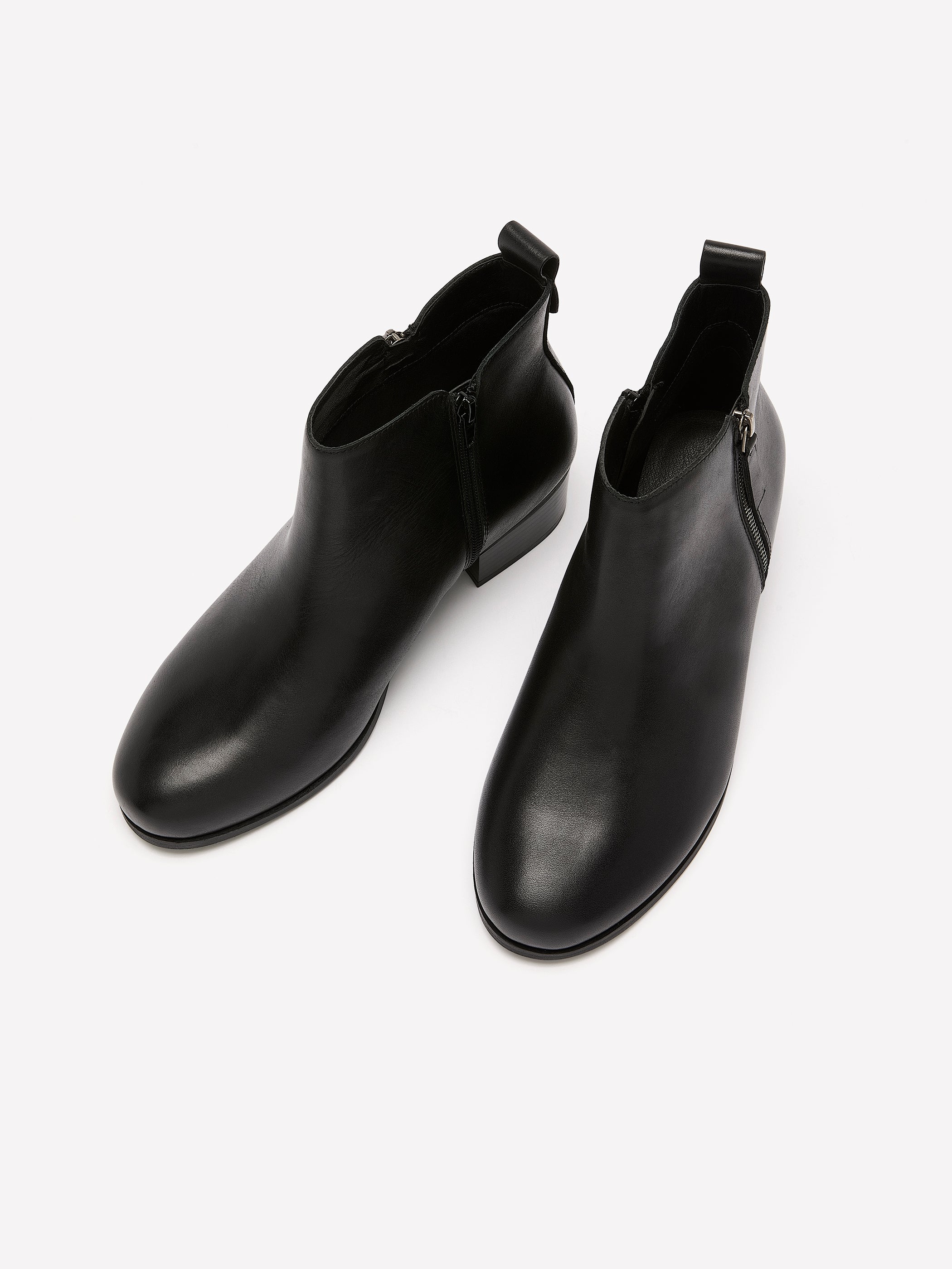 Extra Wide Width, Black Leather Zipper Ankle Bootie