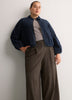 Heather Brown Double Pleated Wide-Leg Pant