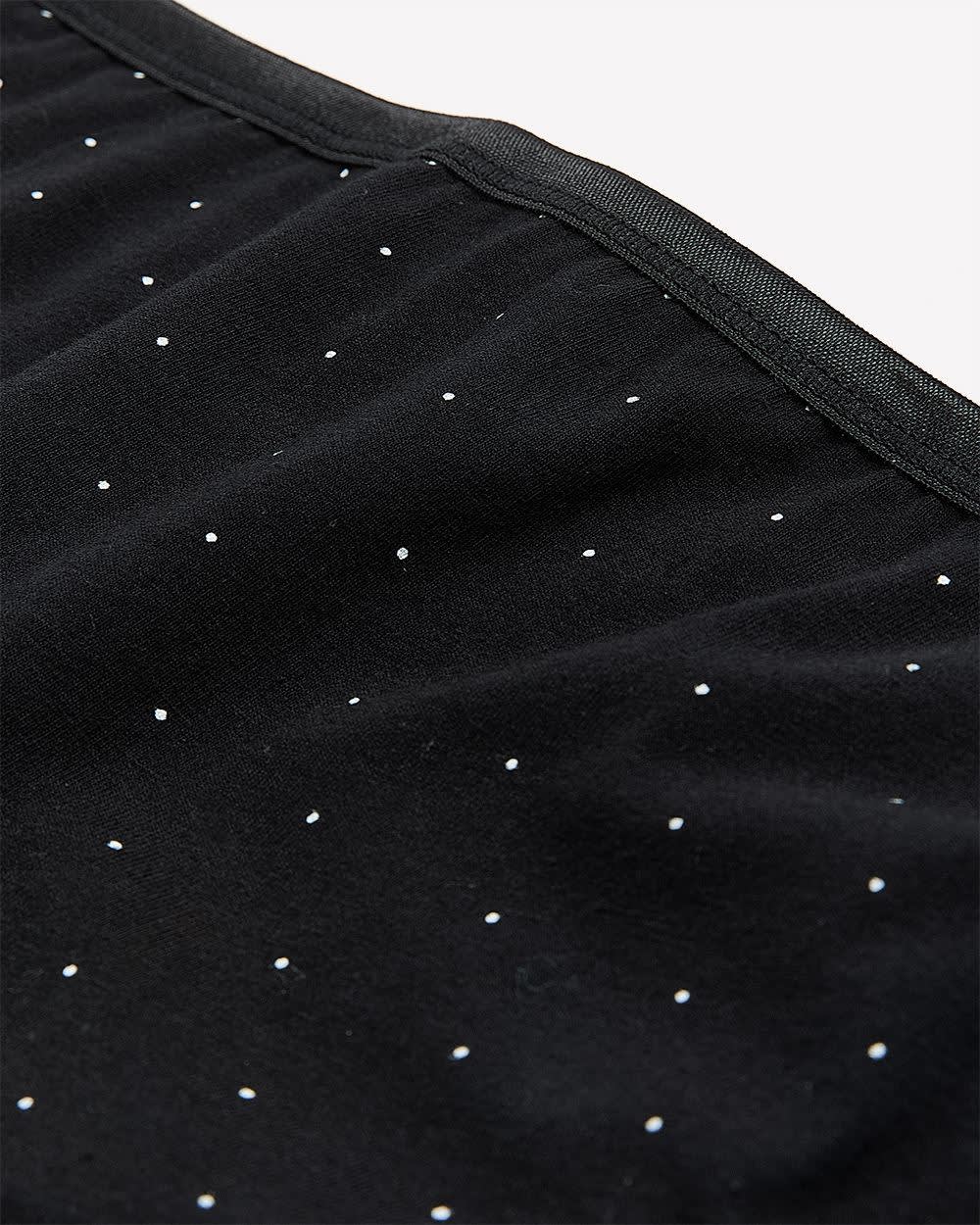 Black Dotted Cotton Boyshort with Shiny Waistband - ti Voglio