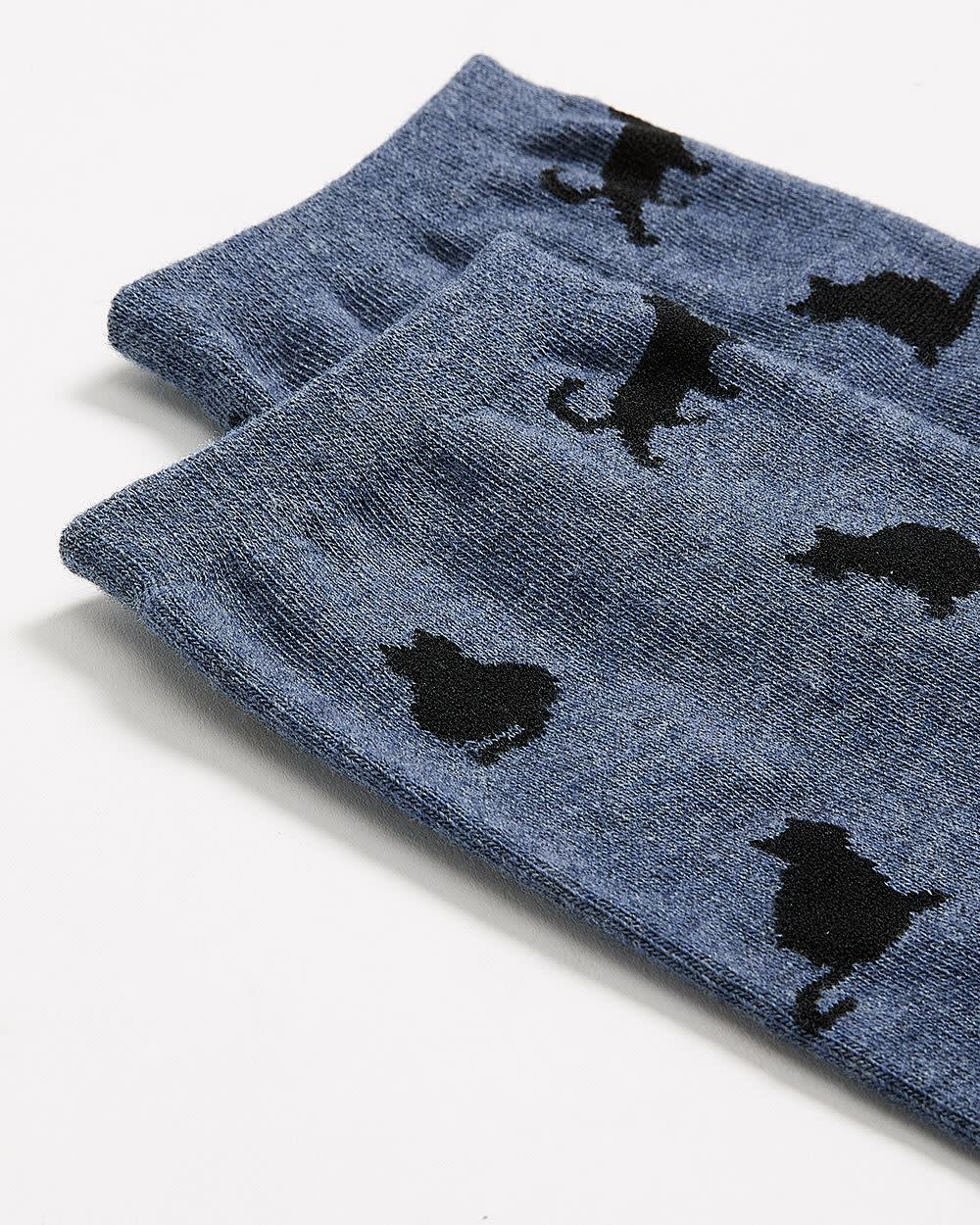 Crew Socks with Cat Print