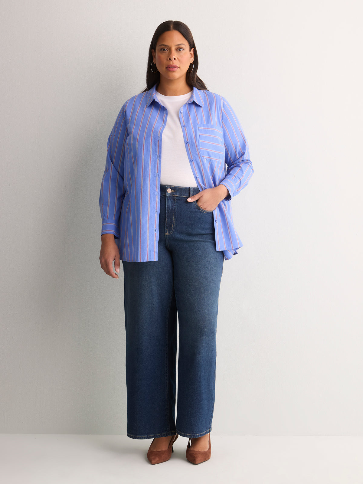 Petite, Curvy-Fit Mid-Rise Wide-Leg Jean - d/C jeans
