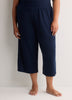 Blue Straight-Leg Rib Knit Capri Pyjama Pant - tiVOGLIO