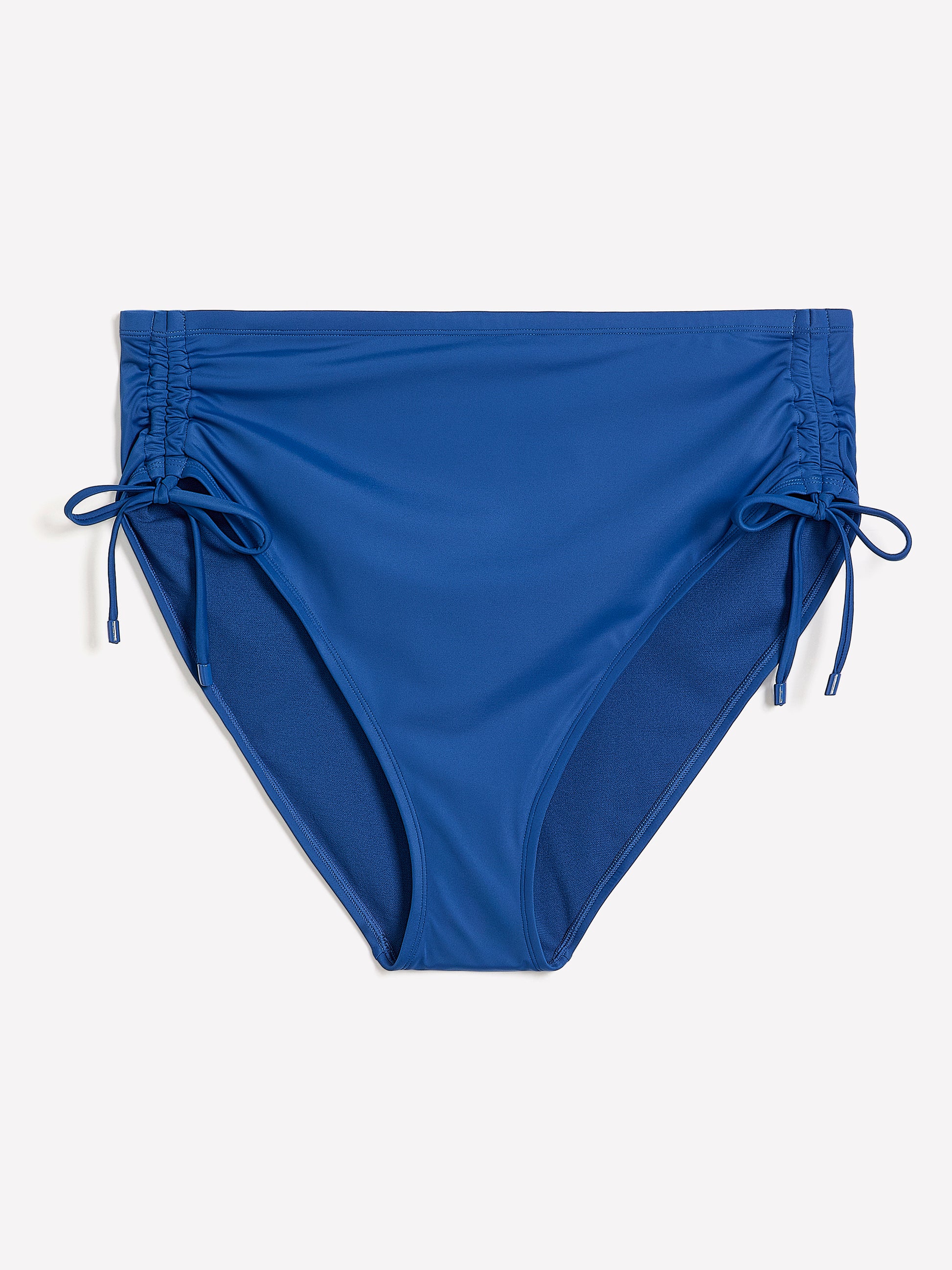 Blue Satin High-Rise Swim Brief with Side Ties