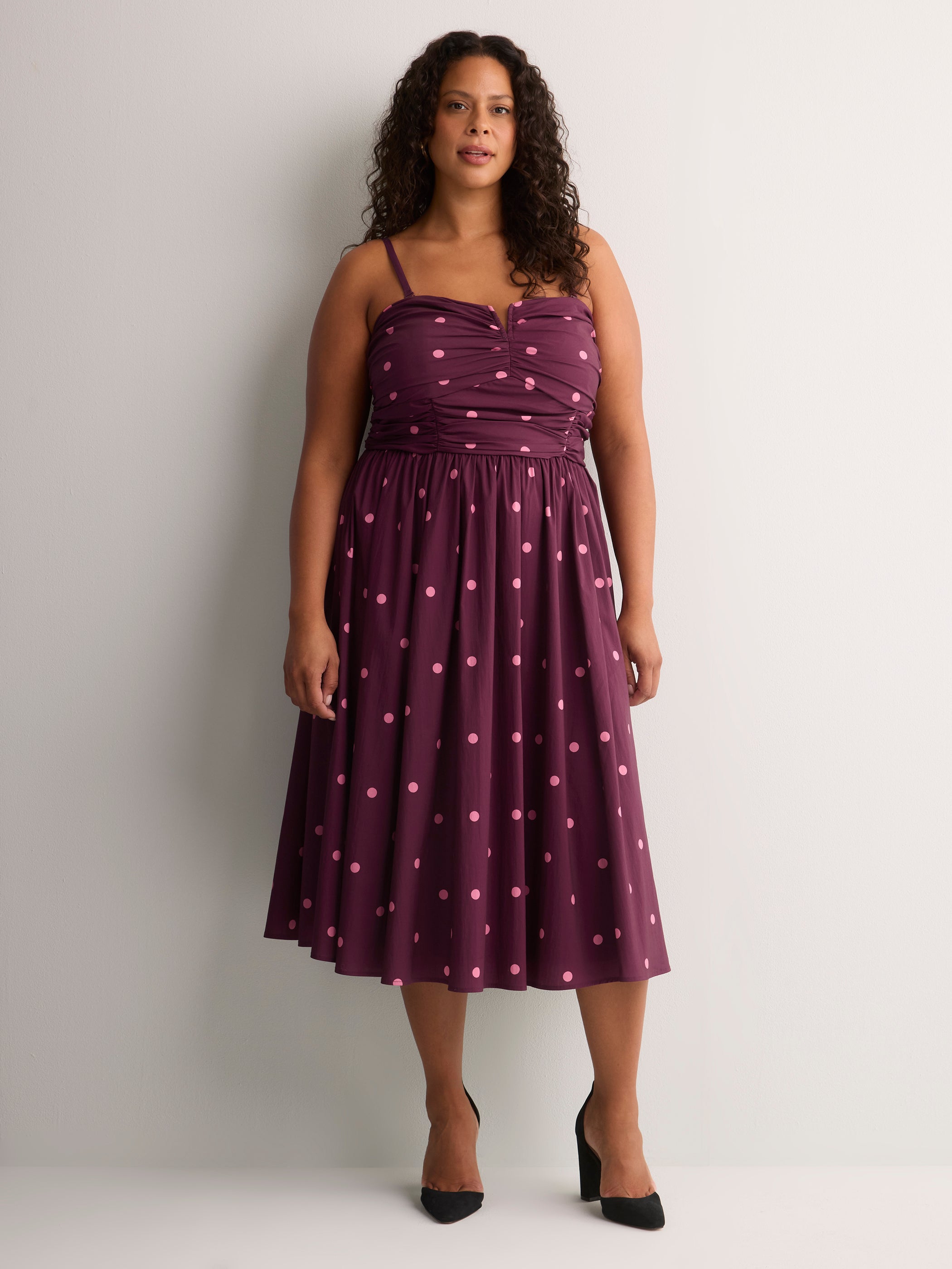 Heart-Neck Bustier Fit-and-Flare Midi Dress - Addition Elle