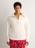 Loose-Fit Half-Zip Shaker Knit Sweater