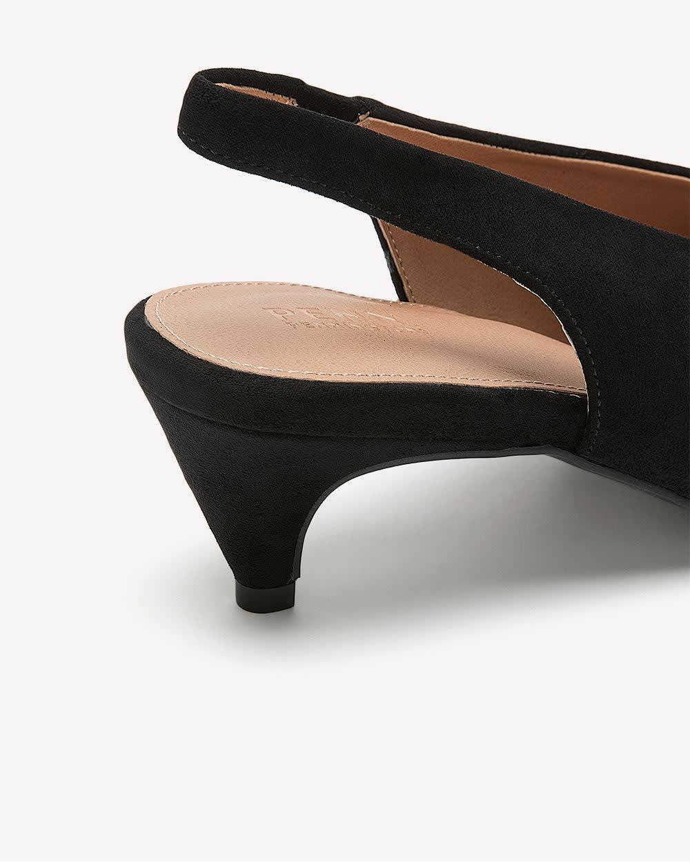 Extra Wide Width, Black Microsuede Slingback Pointy Shoes