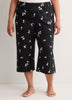 Black Cotton Knit Capri Pyjama Pant with Dalmatian Print - Disney