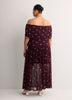 Purple Dotted Off-Shoulder Mesh Maxi Dress - Addition Elle
