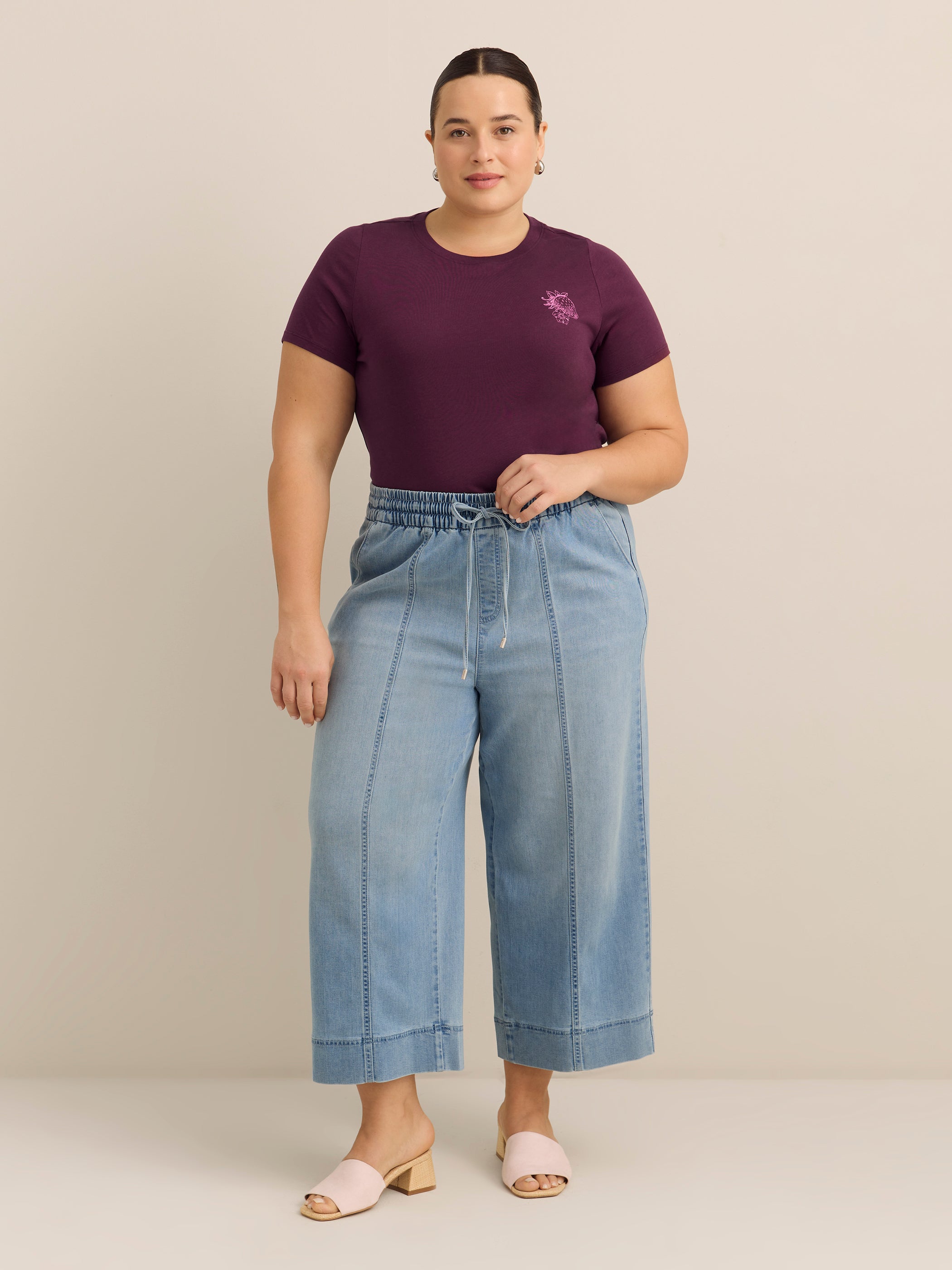 Crewneck Short-Sleeve Knit Top