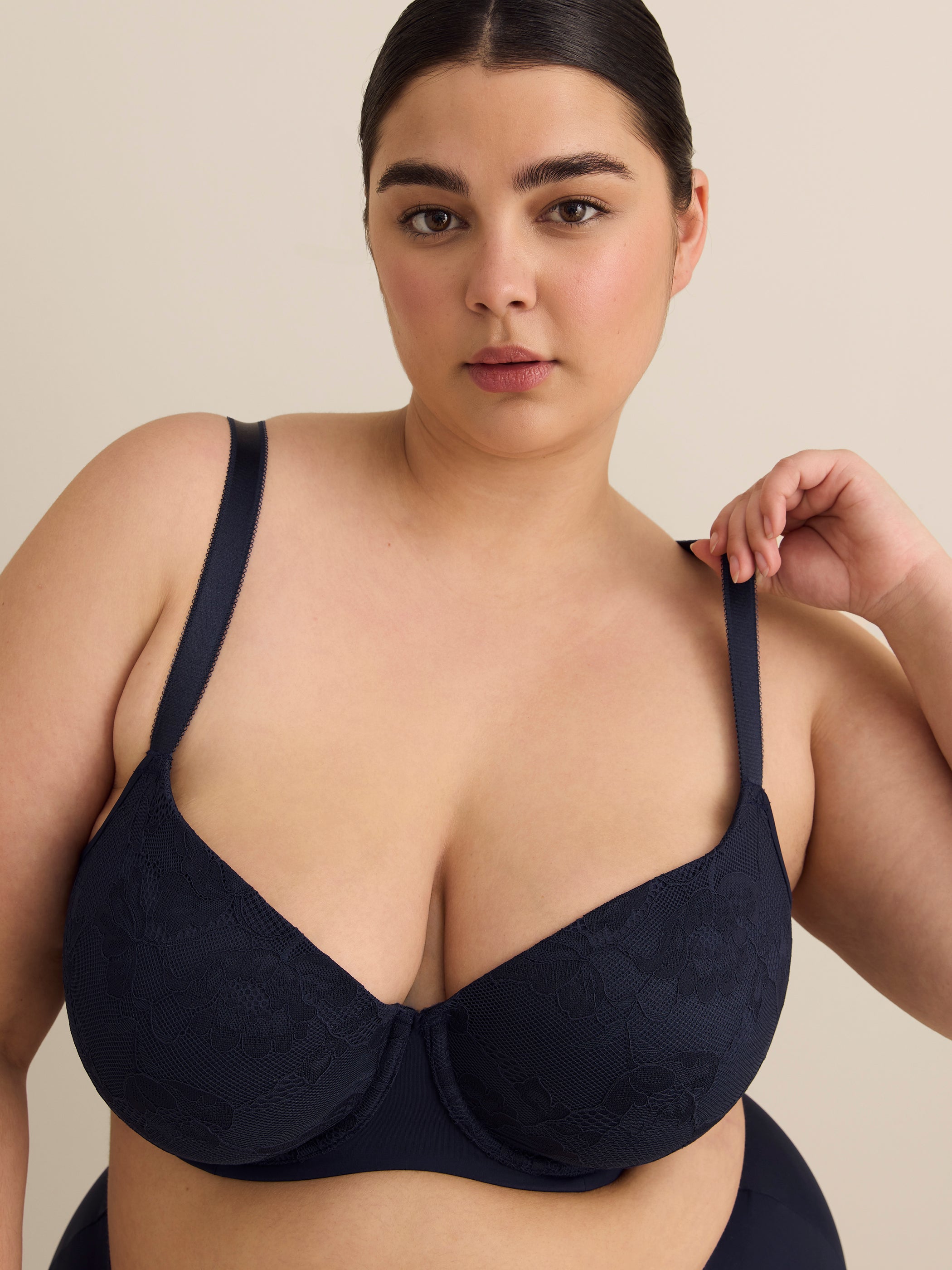 Breathable Blue Underwire T-Shirt Bra with Lace - ti Voglio