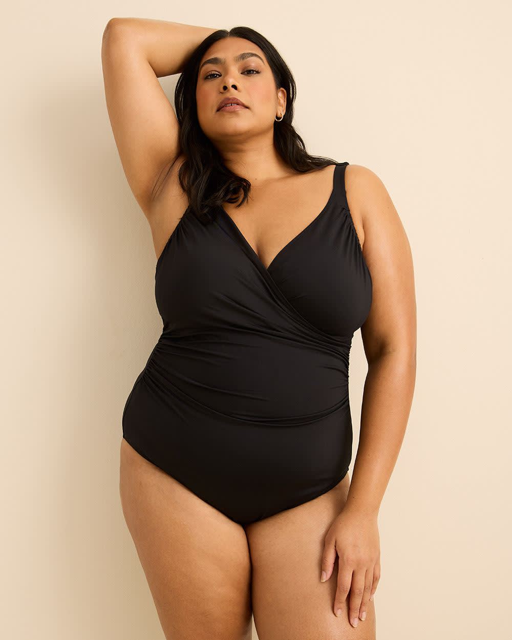 Black Wrap One-Piece Swimwear