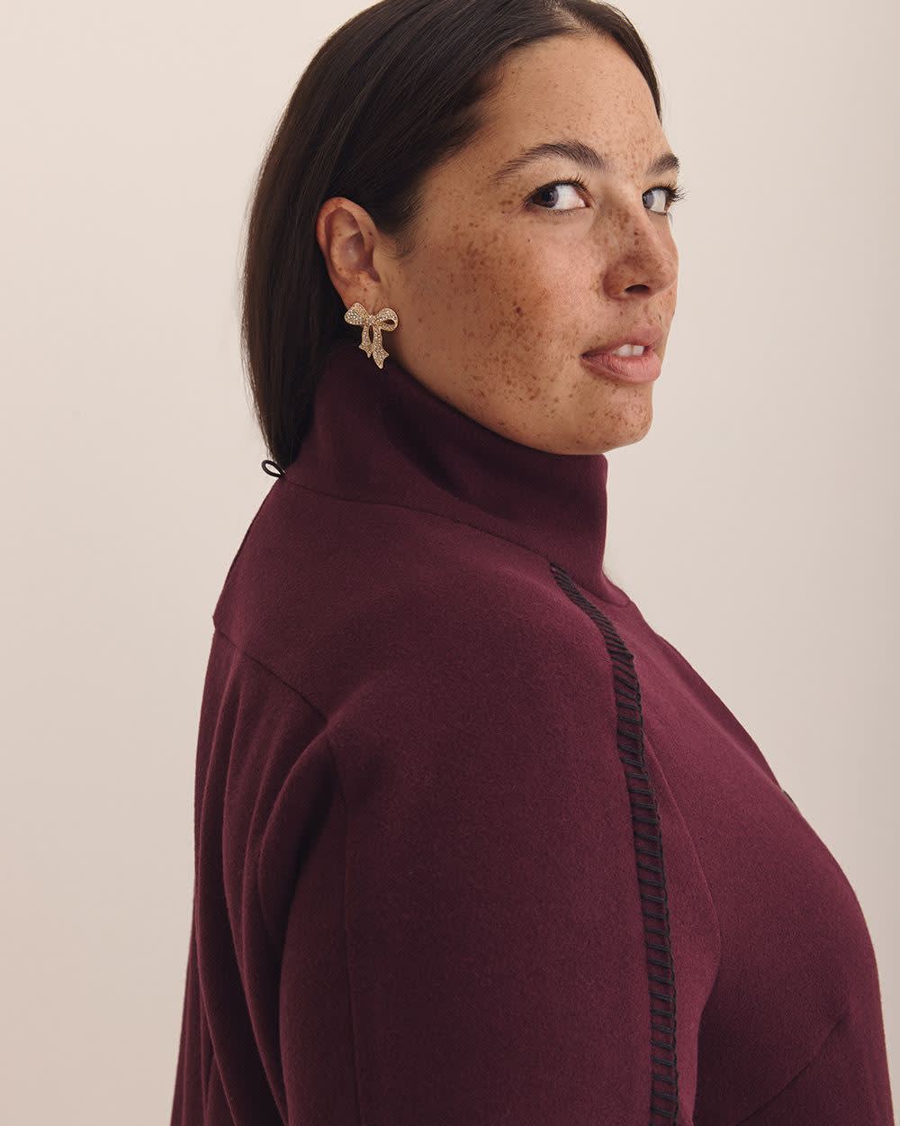 Addition Elle Knit Coat – Lined, Blanket Stitch, Detachable Scarf