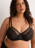 Black Unlined Underwire Double-Layer Lace Bra - Déesse Collection
