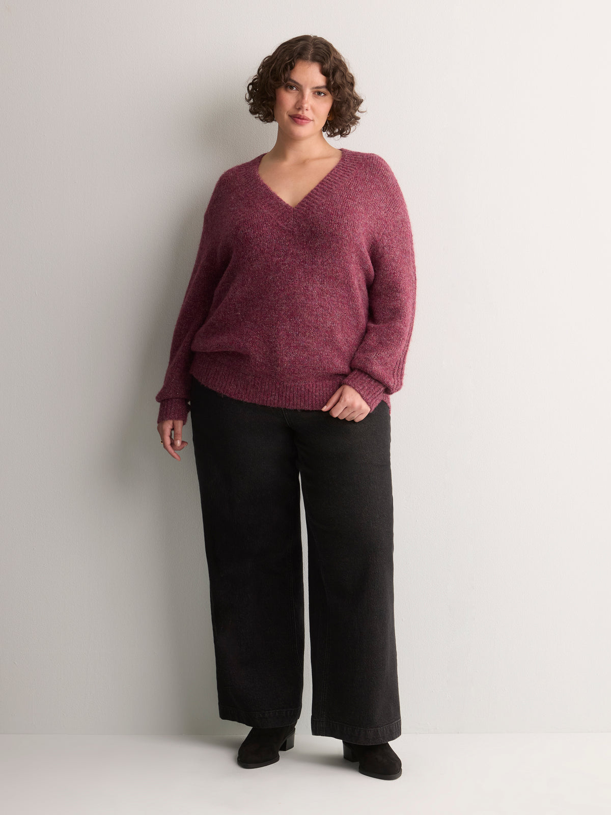 Loose Lurex V-Neck Sweater