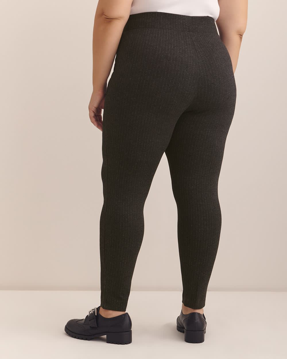 Legging gris rayé avec panneau amincissant