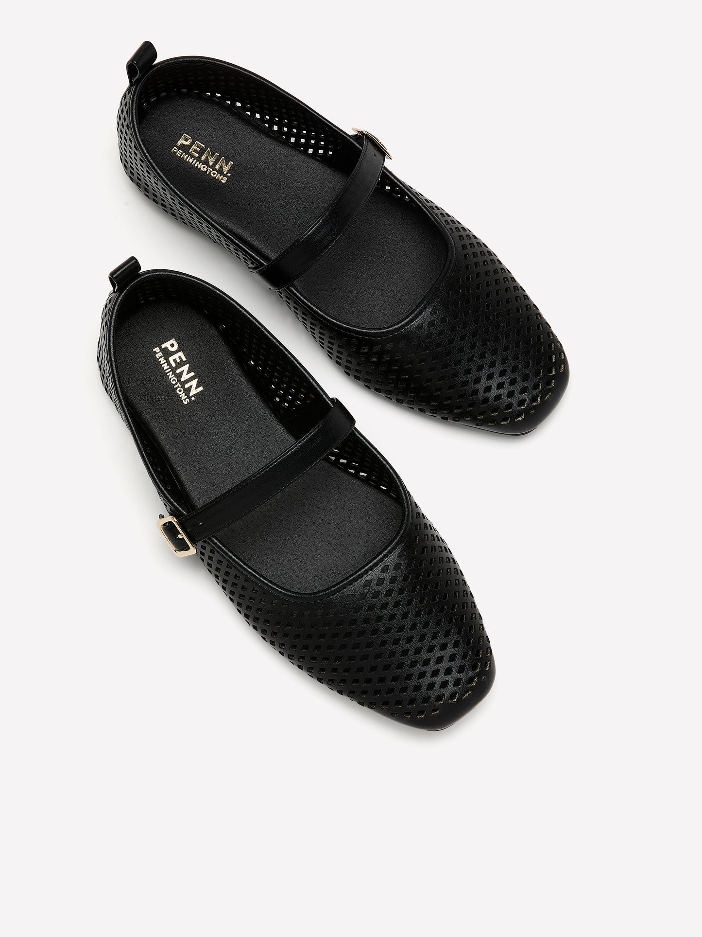 Extra Wide Width, Perforated Ballerina Flats with Strap