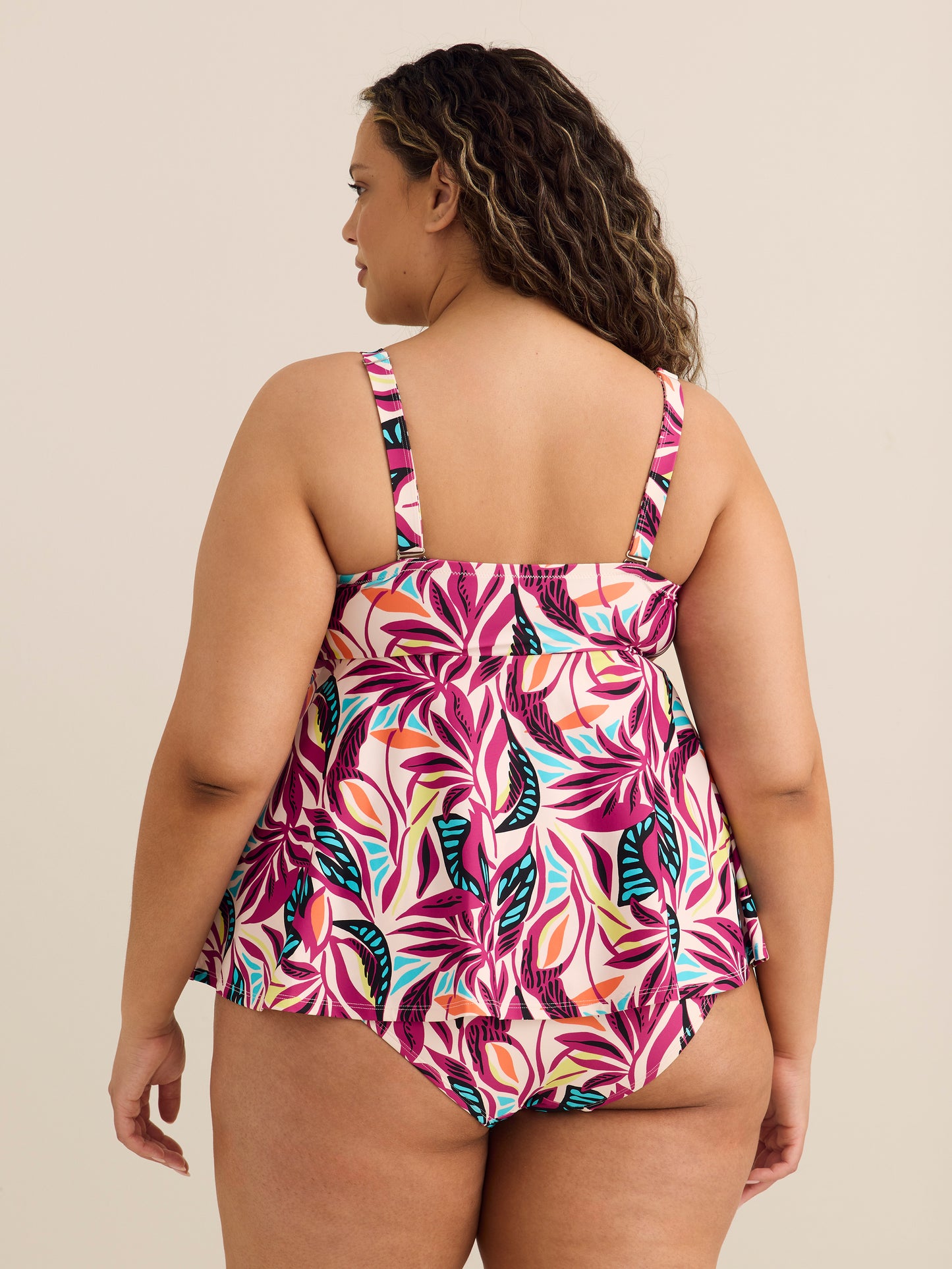 Printed Bandeau Tankini with Removable Straps