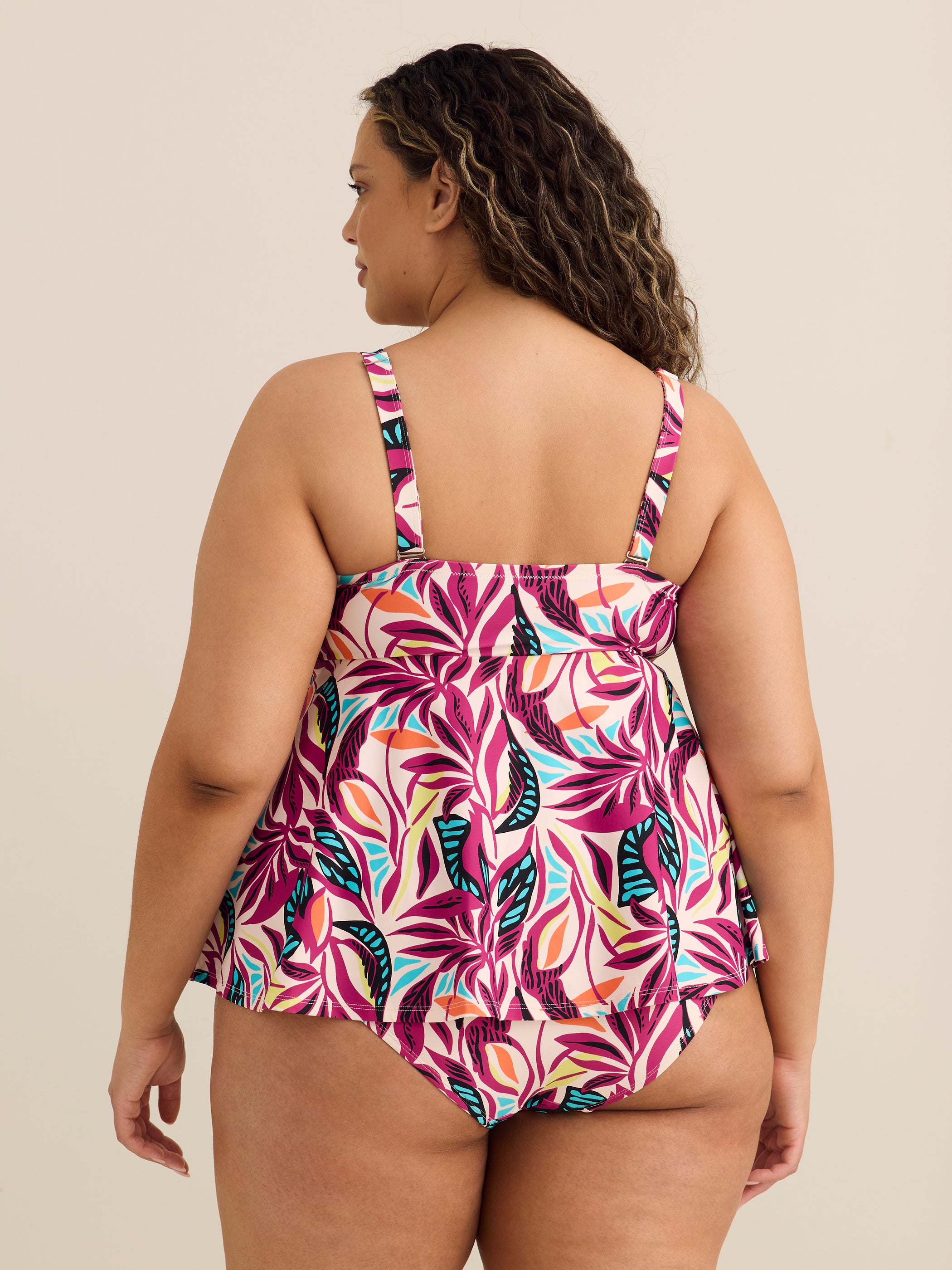Printed Bandeau Tankini with Removable Straps