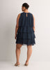 Blue Sleeveless Ruffled A-Line Dress