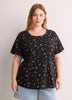 Curvy-Fit Dark Printed Short-Sleeve Crew-Neck Tee