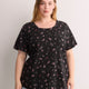 Curvy-Fit Dark Printed Short-Sleeve Crew-Neck Tee