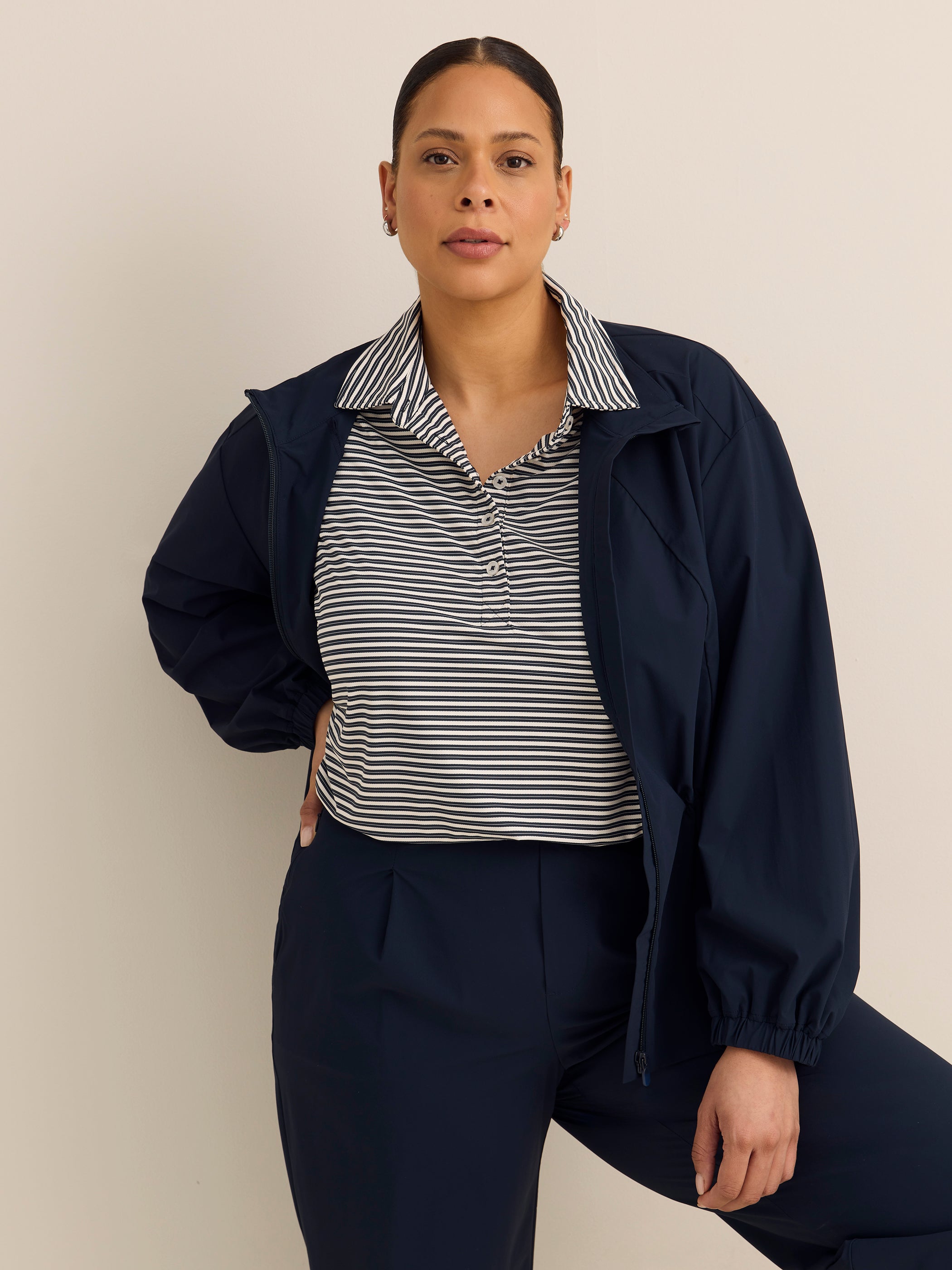 Short-Sleeve Textured Stripe Polo - Active Zone