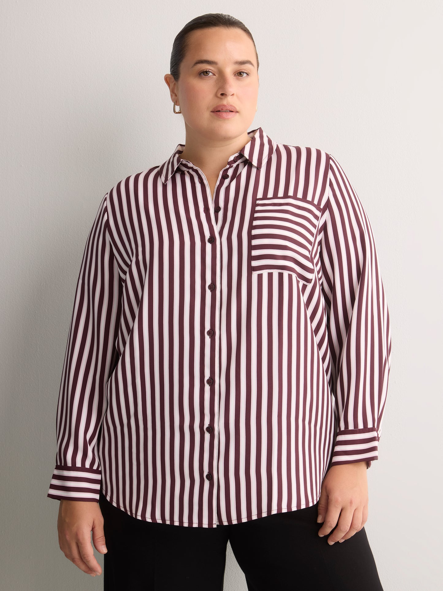 Responsible, Silky Buttoned Down Tunic Shirt