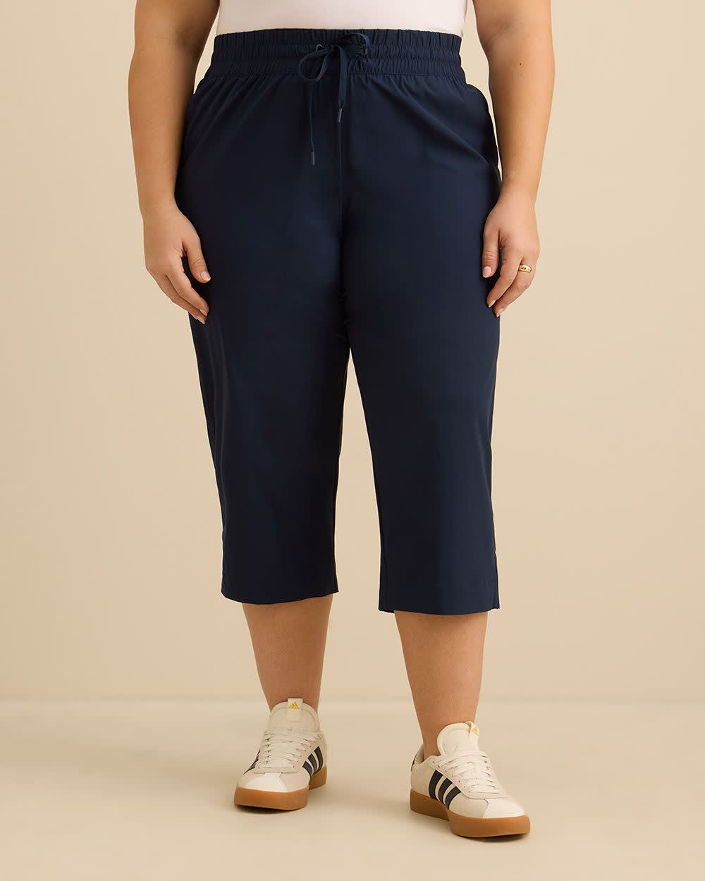 Pantalon capri extensible bimatière