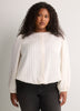 Short Buttoned-Down Elastic-Waist Blouse