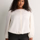 Short Buttoned-Down Elastic-Waist Blouse