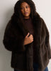 Dark Brown Faux-Fur Hooded Coat