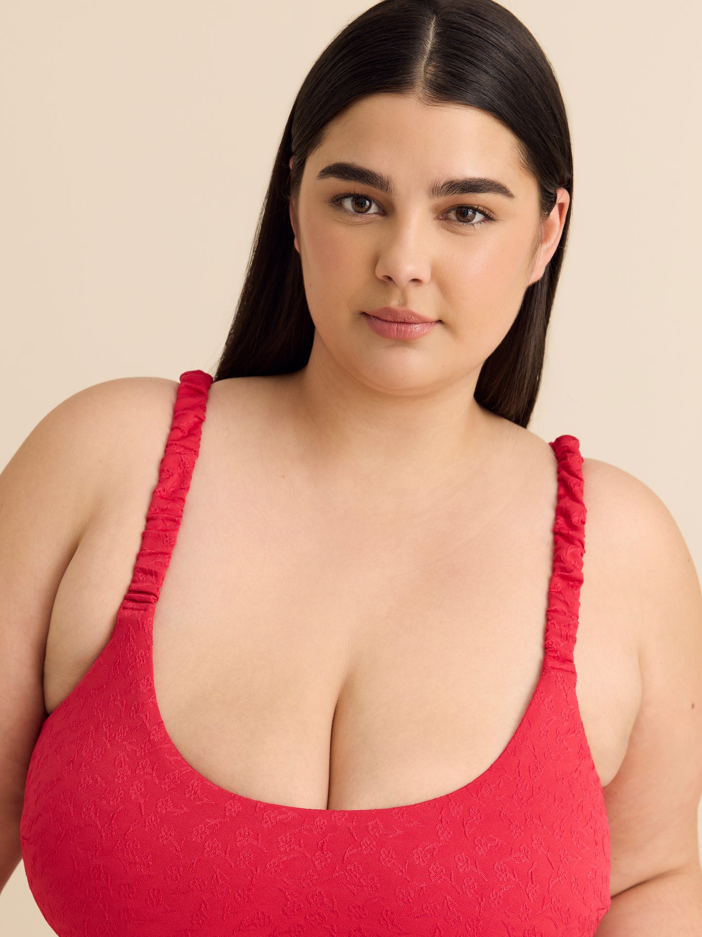 Floral Textured Crop Bikini Top