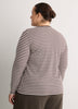 Brown Striped Boyfriend-Fit Long-Sleeve Rib Knit Tee