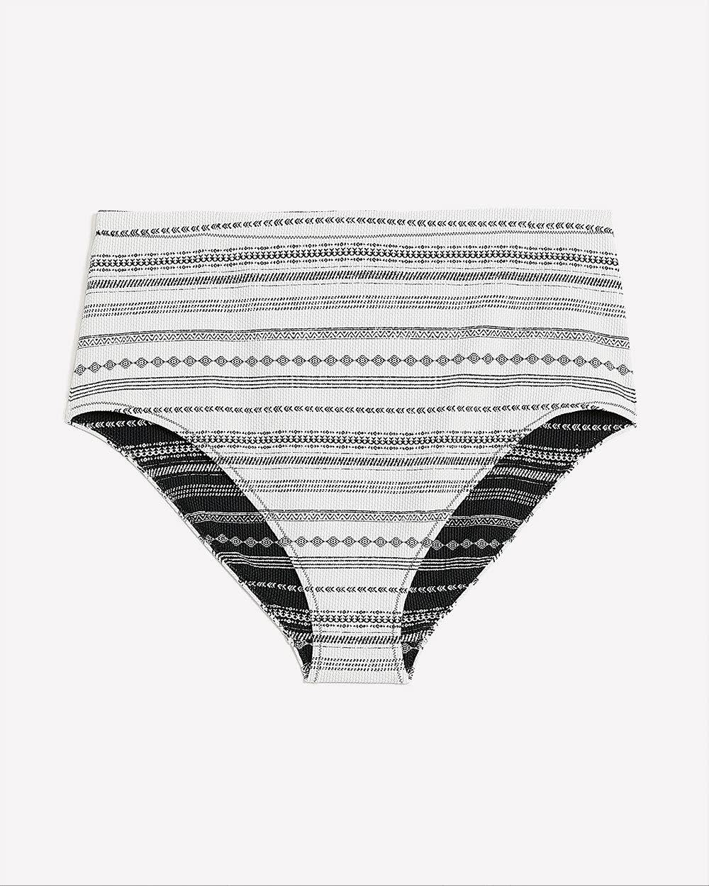 Culotte de maillot taille haute réversible à rayures