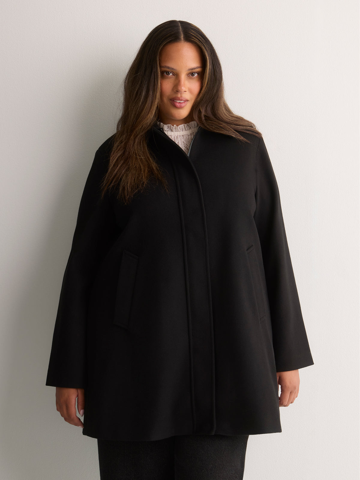 Soft Black Swing Coat