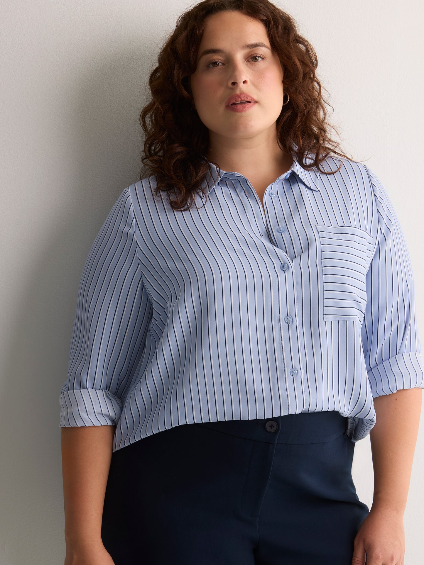 Responsible, Silky Buttoned Down Tunic Shirt