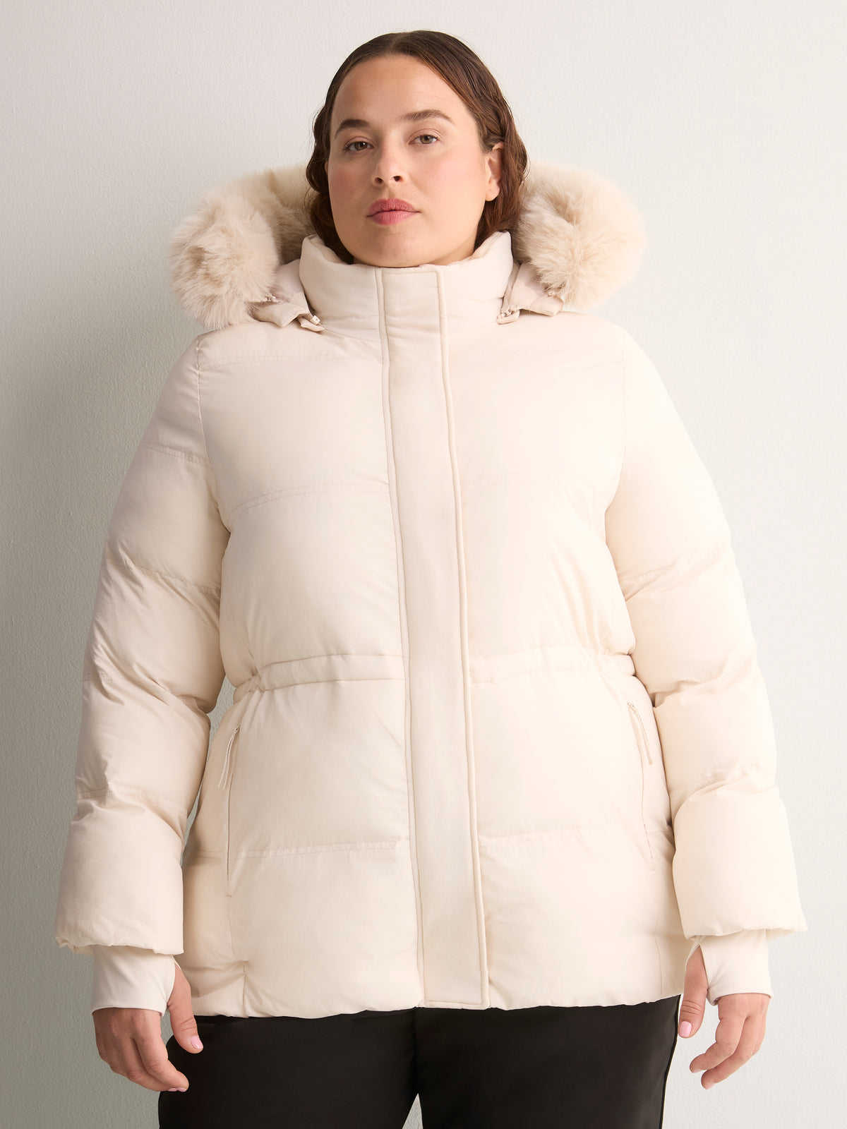 White Quilted Snow Jacket with Removable Hood - Active Zone