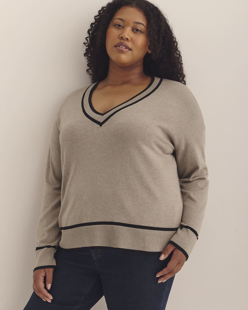 Responsible, Cotton-Blend Long-Sleeve V-Neck Sweater