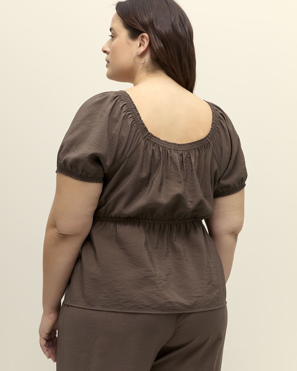 Blouse à encolure carrée avec manches courtes ballon