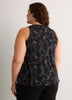 Responsible, Black Leaf-Print V-Neck Sleeveless Swing Top