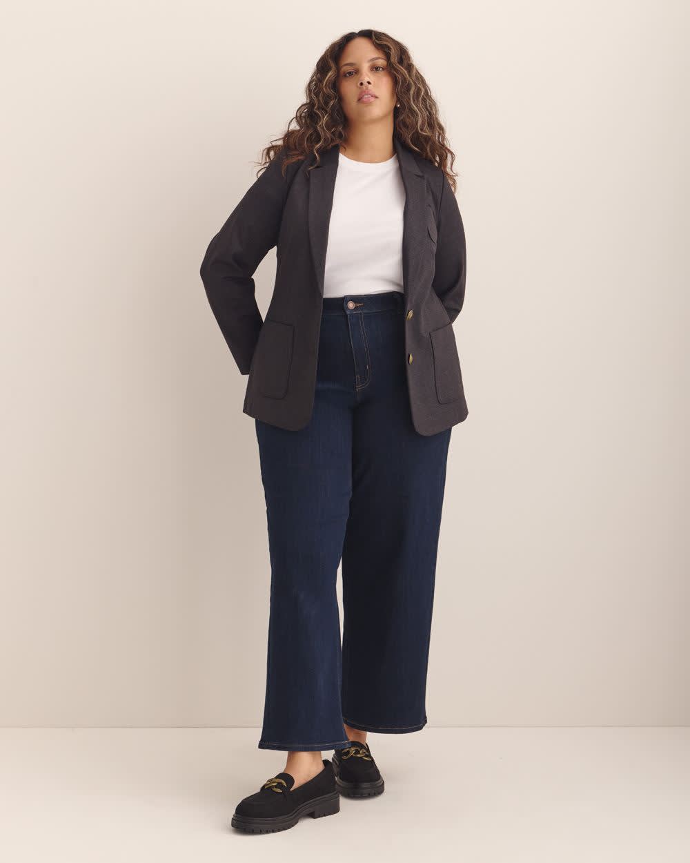 Veston rayé en pointe de Rome avec col tailleur