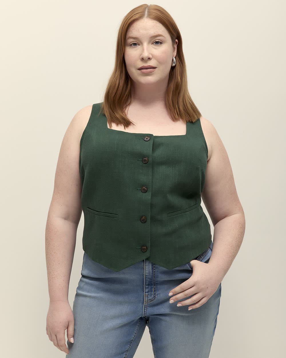 Veste sans manches ajustée à  encolure carrée