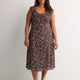 Leaf-Print Sleeveless Midi Dress with Ruffled Empire Waist - Addition Elle