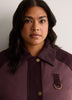 Long Two-Tone Barn Jacket with Corduroy Collar