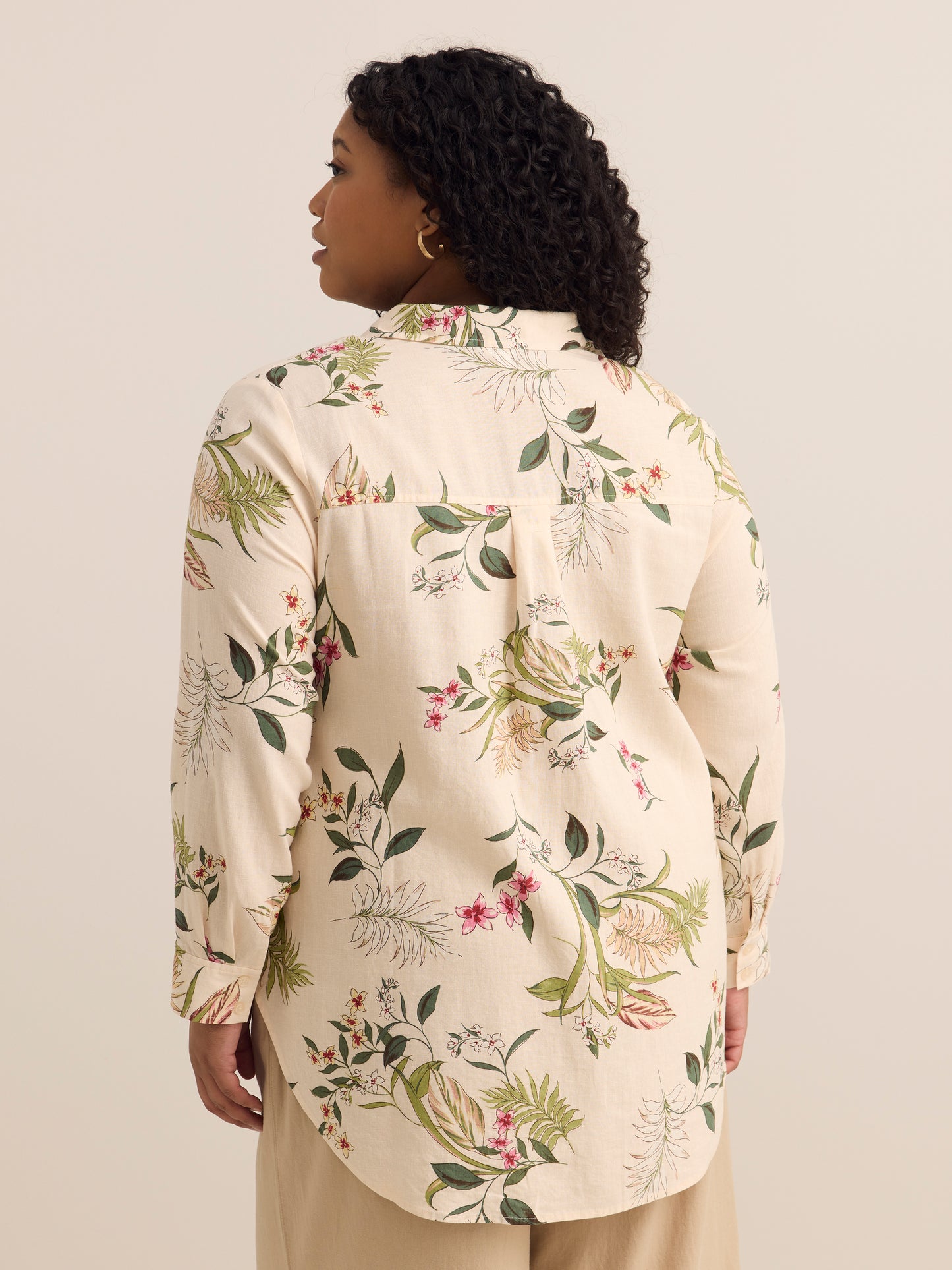Linen-Blend Buttoned Down Shirt