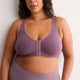 Wireless Heather Plum Front-Closure Cotton Bra - tiVOGLIO