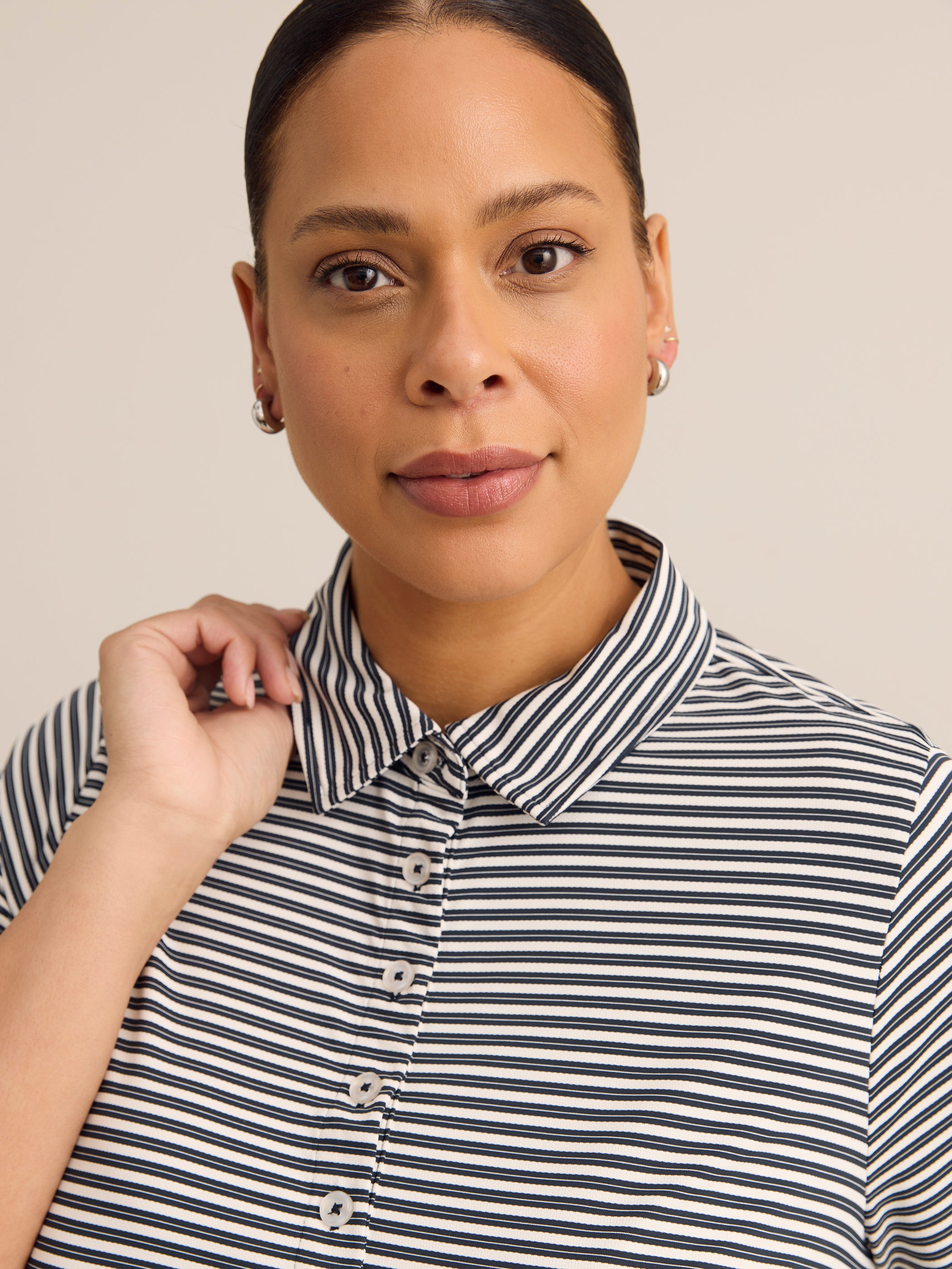 Short-Sleeve Textured Stripe Polo - Active Zone