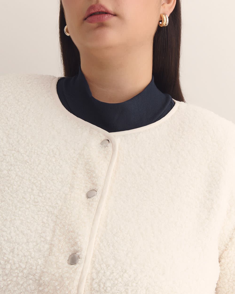 Ladies Knit Cardigan – Straight Fit, Crewneck, Button-Up Front