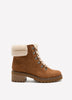 Wide Width, SOLO Cognac Microsuede Lace-Up Bootie with Sherpa Lining