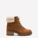 Wide Width, SOLO Cognac Microsuede Lace-Up Bootie with Sherpa Lining
